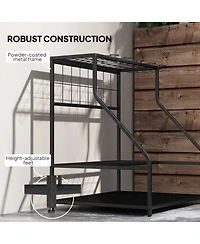Outsunny Garden Tool Organizer for Garage, 3 Tier Yard Holder,