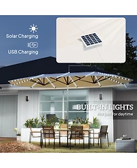 Outsunny 15ft Patio Umbrella Solar Lights UPF50+ Outdoor