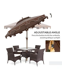 Outsunny 9' Patio Umbrella with Tilt and Crank, Outdoor Umbrella,