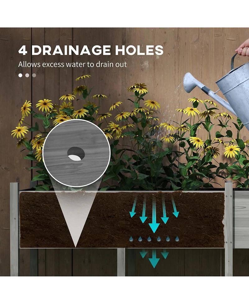 Outsunny Extra Large Wooden Planter Box with Legs & Drain Holes, Natural