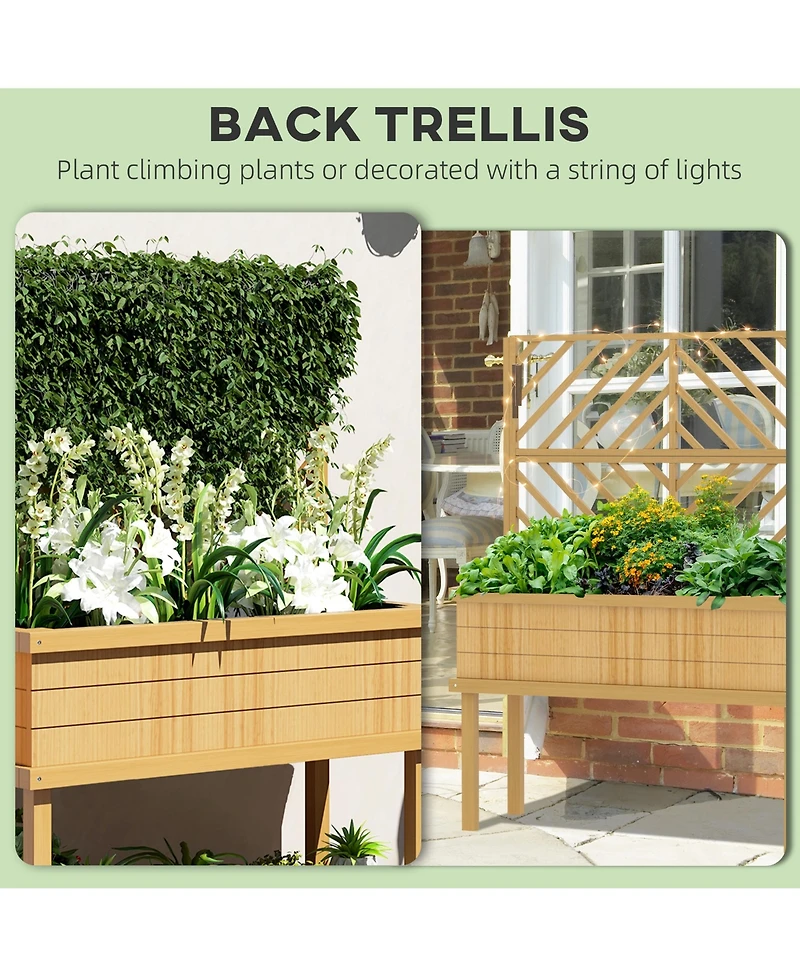 Outsunny Raised Garden Bed with Trellis for Climbing Plants,