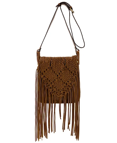 Patricia Nash Mara Small Woven Leather Flap Crossbody