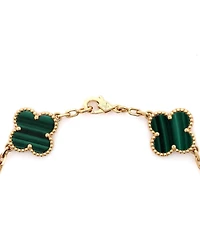Pre-Owned Van Cleef & Arpels Vintage Alhambra 5 Motifs Bracelet 18K Gold and Malachite