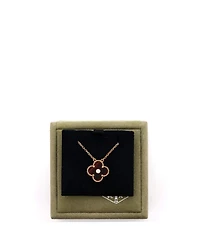 Pre-Owned Van Cleef & Arpels Vintage Alhambra Pendant Necklace 18K Rose Gold and Tiger Eye with Diamond