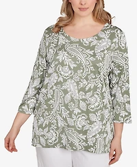 Ruby Rd. Plus Jacobean Paisley Puff Print Top