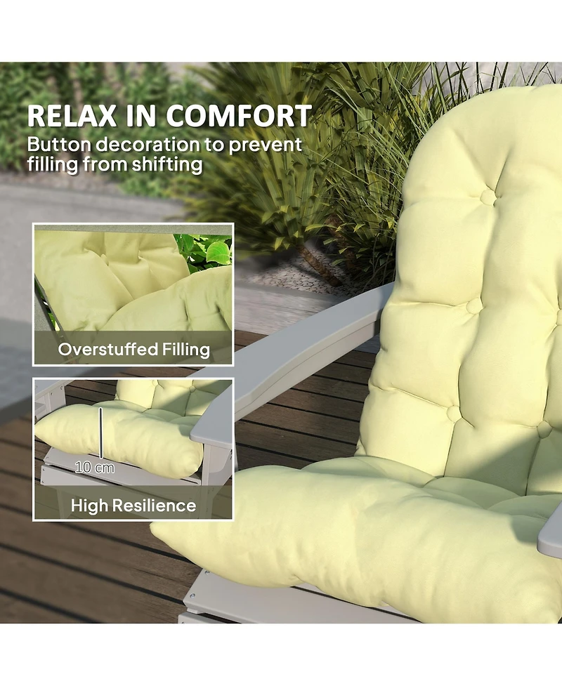 Outsunny 2 Pcs Adirondack Cushions, Tufted High Back Patio Chair Cushions
