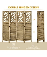 Homcom 5.5' 4 Panel Room Divider, Double Hinged Privacy Screens,