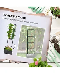 Outsunny Galvanized Raised Garden Bed w/ Tomato Cage,