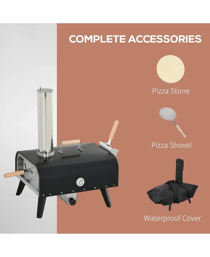 Outsunny Outdoor Pizza Oven with Rotating Stone, 12" Wood Fi Pizza Maker