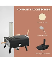 Outsunny Outdoor Pizza Oven with Rotating Stone, 12" Wood Fi Pizza Maker