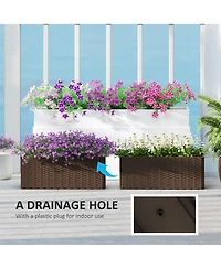 Outsunny Railing Planter Box (2 Pack, 20 Inch), Rat Look,