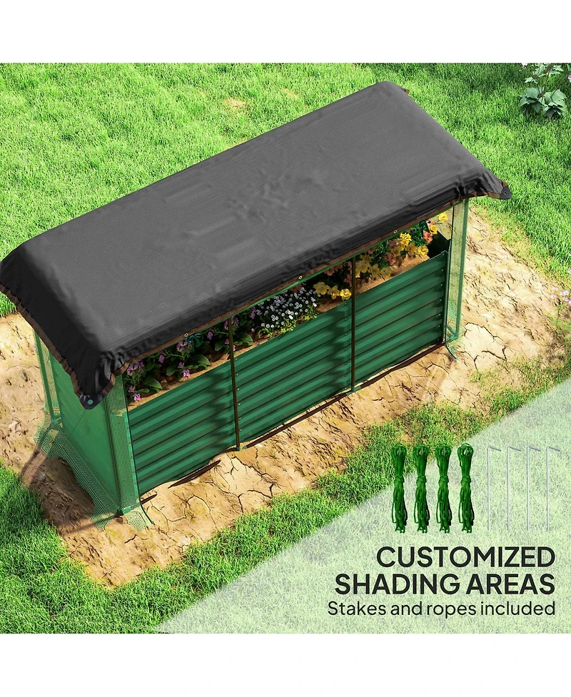 Outsunny Galvanized Raised Garden Bed with Crop Cage & Shade Cloth