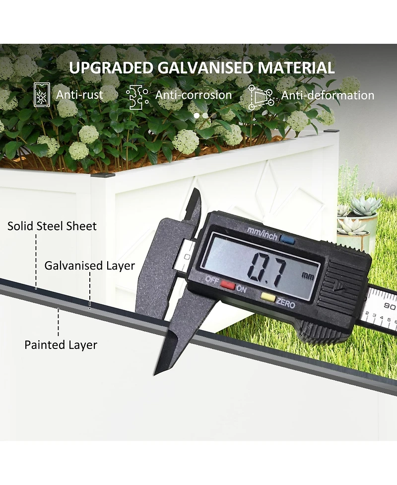 Outsunny Galvanized Raised Garden Bed with Trellis Planter Box,