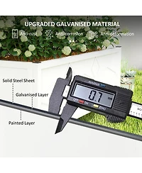Outsunny Galvanized Raised Garden Bed with Trellis Planter Box,