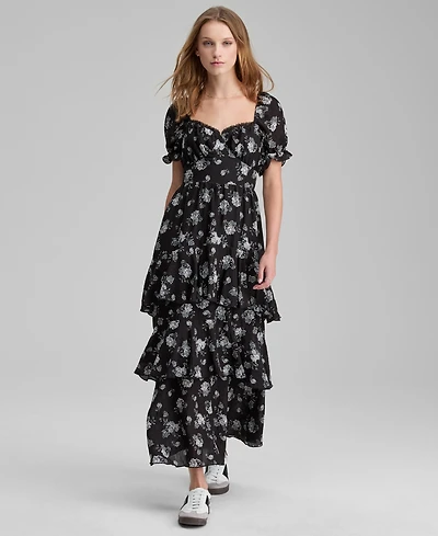And Now This Petite Lace Trim Babydoll Dress