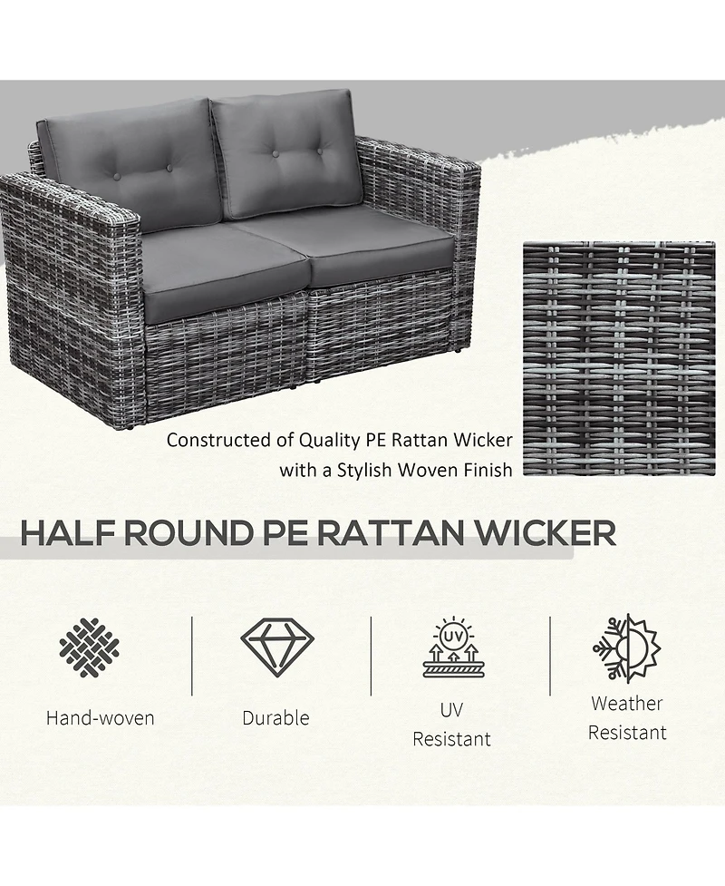 Outsunny 2-Piece Outdoor Pe Rat Patio Corner Sofa Loveseat