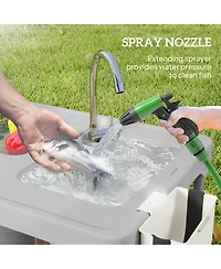 Outsunny Folding Fish Cleaning Table Camping Sink Table with Faucet,