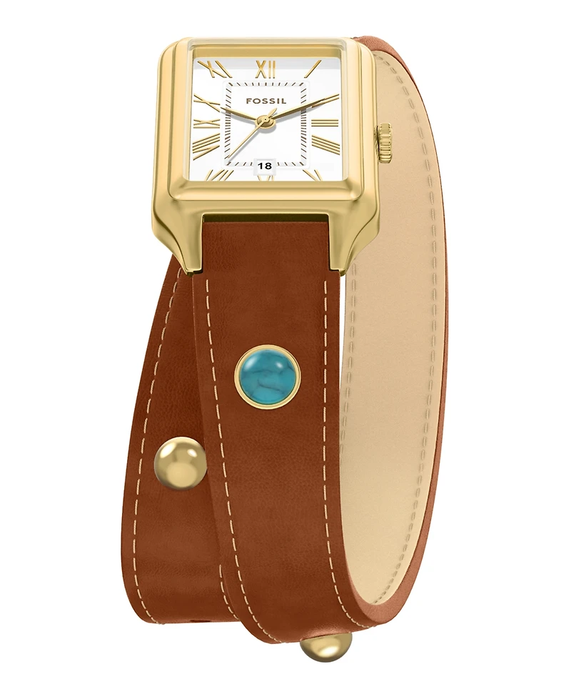 Fossil Women's Raquel Three-Hand Date Brown Croco Leather Watch, 23mm