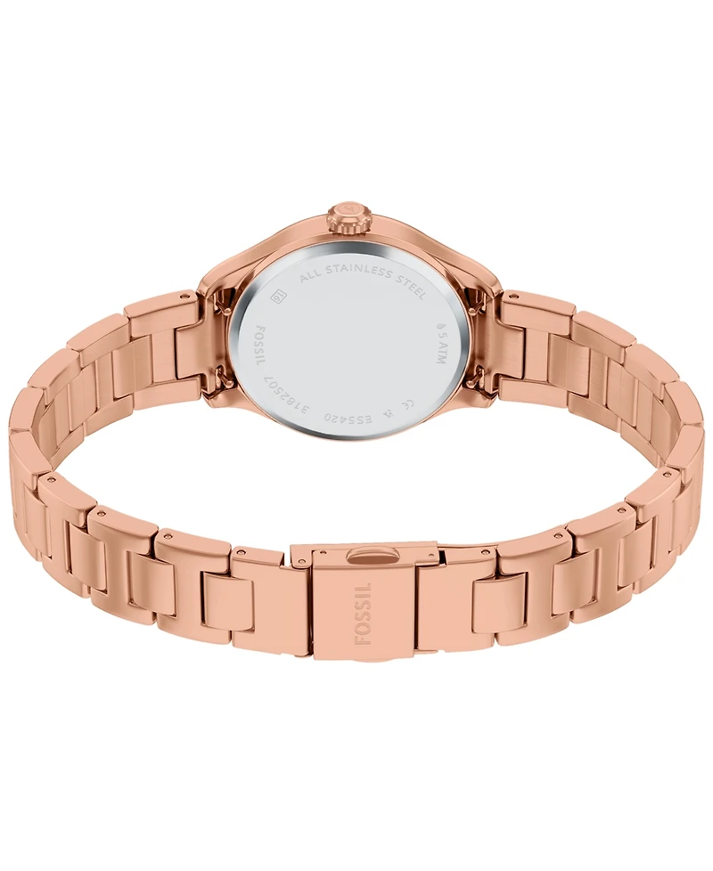 Fossil Women's Gilmore Three-Hand Rose Gold-Tone Stainless Steel Watch, 28mm
