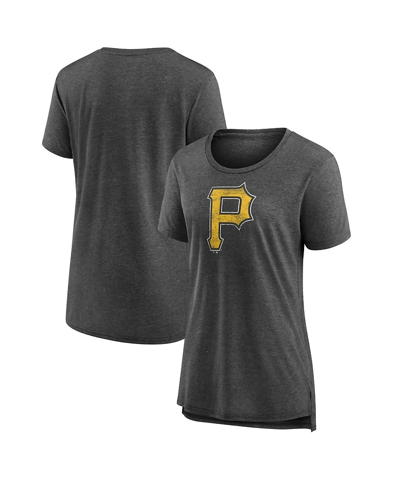 Fanatics Mto Label Women's Gray Pittsburgh Pirates Weathered Logo Tri-Blend T-Shirt