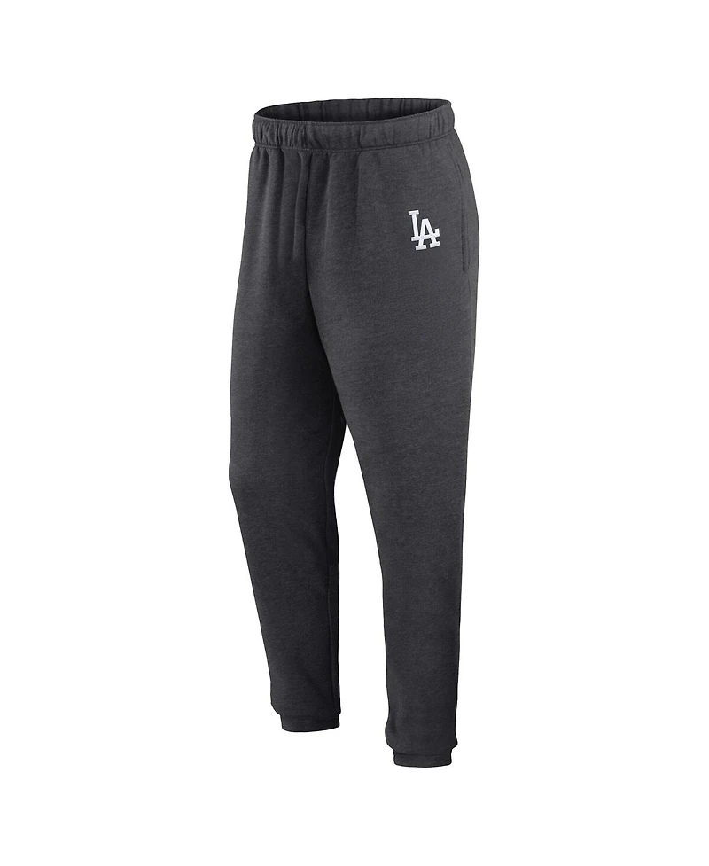 Fanatics Men's Heather Charcoal Los Angeles Dodgers Fleece Jogger Pants