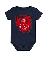 Outerstuff Baby Boys and Girls Red/Navy/White Boston Red Sox Minor League Player 3-Pack Bodysuit Set