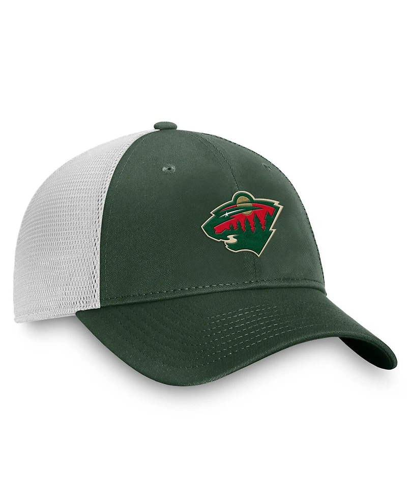Fanatics Men's Green/White Minnesota Wild Core Primary Logo Trucker Adjustable Hat