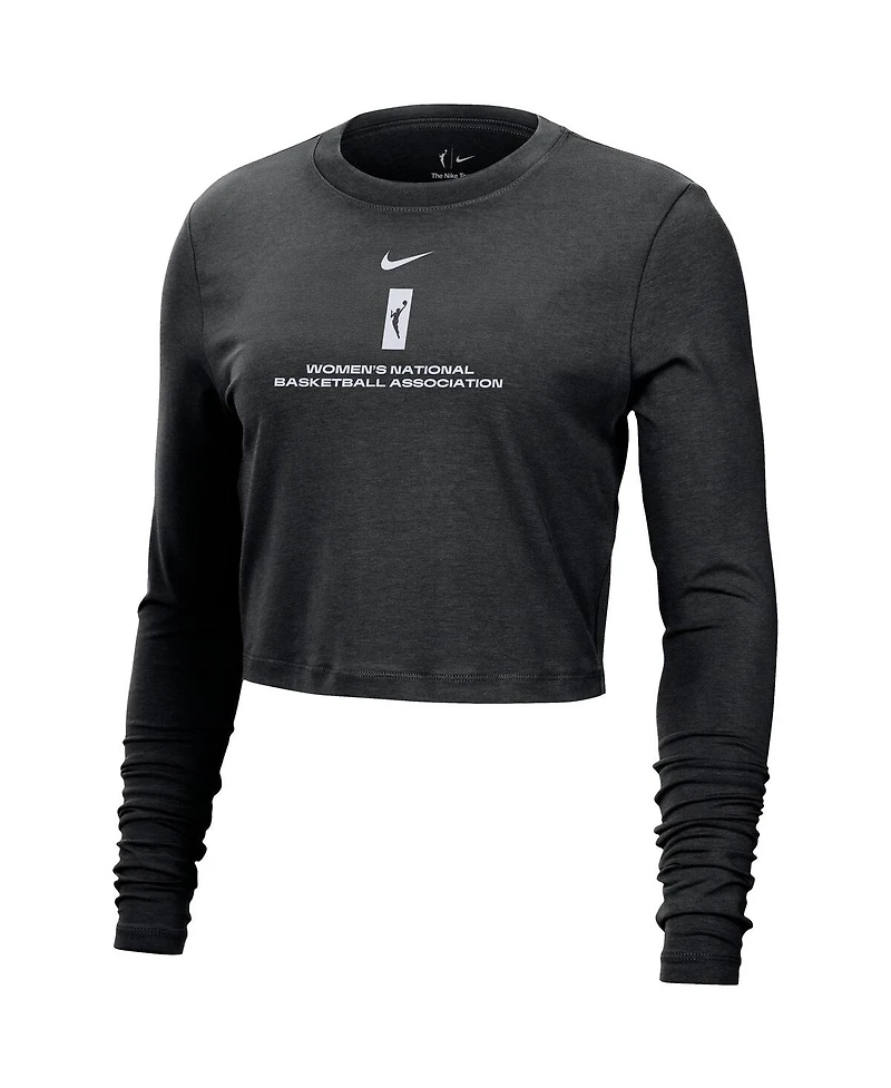 Nike Women's Black Wnba Team 13 Cropped Tri-Blend Long Sleeve T-Shirt