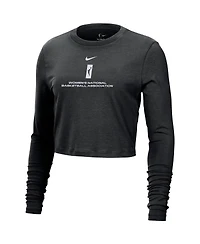 Nike Women's Black Wnba Team 13 Cropped Tri-Blend Long Sleeve T-Shirt