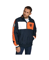 Tommy Hilfiger Men's Navy/Orange Chicago Bears Gael Lightweight Half-Zip Pullover Hoodie Jacket