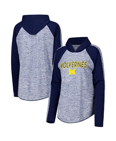 G-iii 4Her by Carl Banks Women's Navy Michigan Wolverines Underdog Bling Raglan Long Sleeve Hoodie T-Shirt