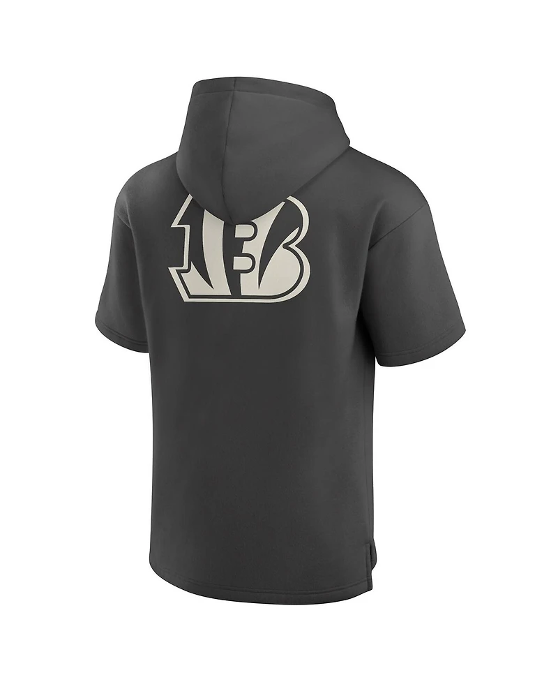 Fanatics Men's Charcoal Cincinnati Bengals Elements Future Ground Lettering Short Sleeve Pullover Hoodie