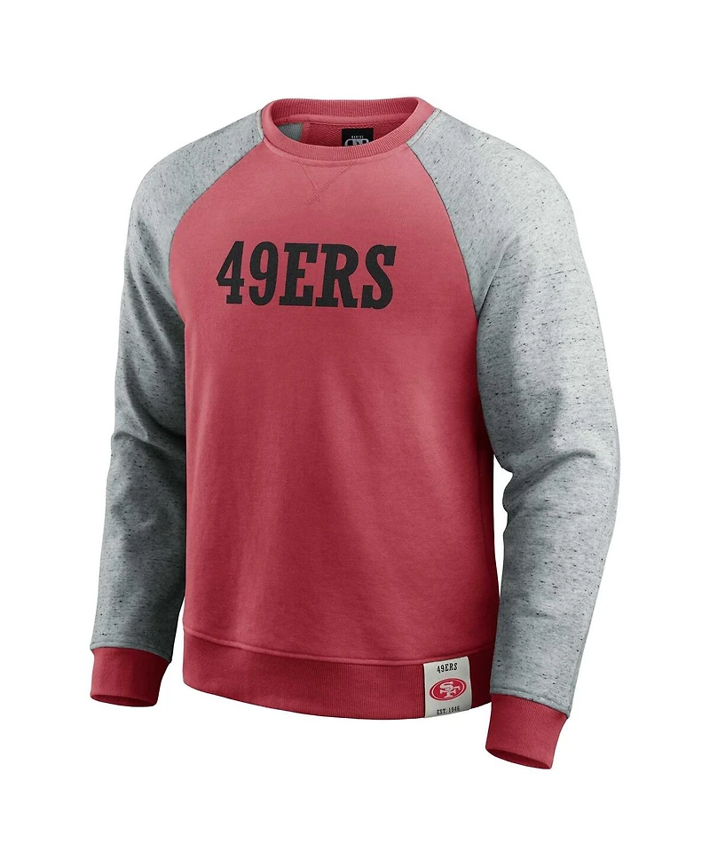 Fanatics Men's Scarlet/Heather Gray San Francisco 49ers Color Block Pullover Sweatshirt