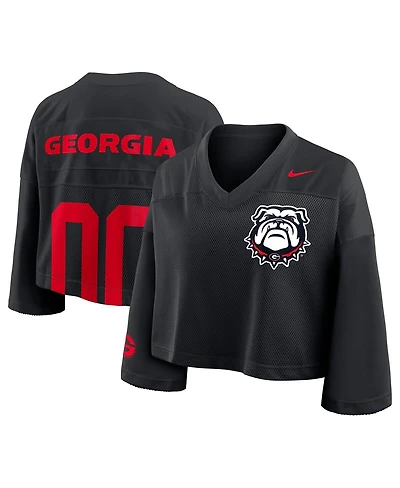 Nike Women's Black Georgia Bulldogs Cropped Mesh Fashion Jersey