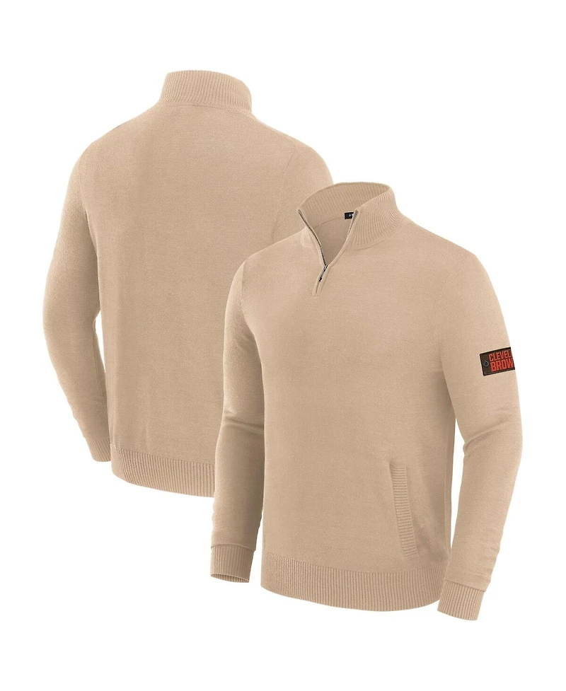 J. Palmer Men's Tan Cleveland Browns Franchise Quarter-Zip Sweater