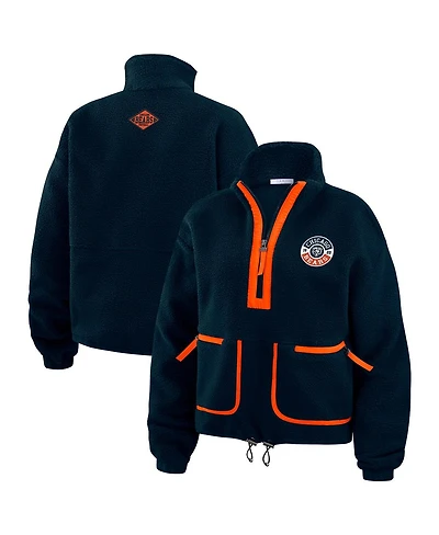 Wear by Erin Andrews Women's Navy Chicago Bears Polar Fleece Half-Zip Jacket