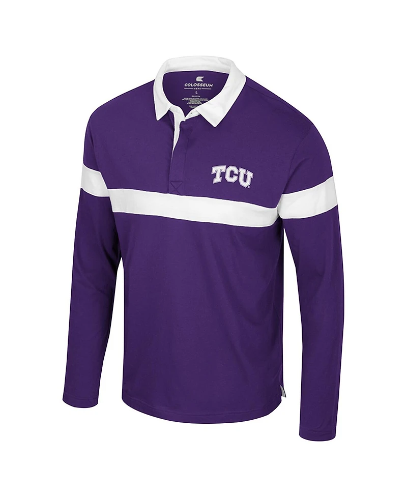Colosseum Men's Purple Tcu Horned Frogs Too Cool For School Long Sleeve Polo Shirt