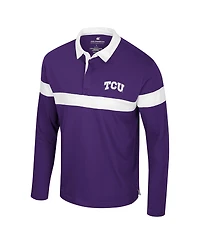 Colosseum Men's Purple Tcu Horned Frogs Too Cool For School Long Sleeve Polo Shirt