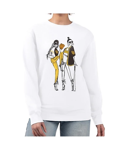 G-iii 4Her by Carl Banks Women's White San Diego Padres Baseball Girls Fleece Pullover Sweatshirt