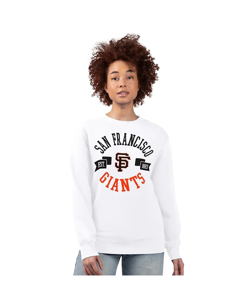 G-iii 4Her by Carl Banks Women's White San Francisco Giants Team Logo Fleece Pullover Sweatshirt