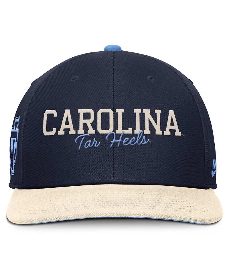 Nike Men's Navy/Cream North Carolina Tar Heels Pro Legacy Script Snapback Hat