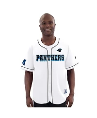 Starter Men's White Carolina Panthers Relay Full-Button Baseball Jersey