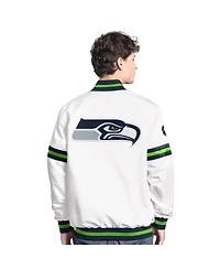 Starter Men's White Seattle Seahawks Scout Full-Snap Varsity Jacket