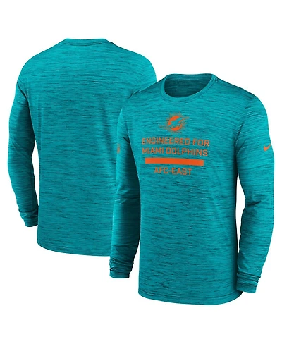 Nike Men's Aqua Miami Dolphins Sideline Velocity Performance Long Sleeve T-Shirt