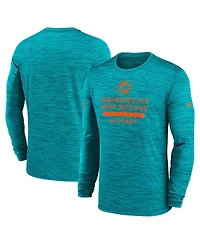 Nike Men's Aqua Miami Dolphins Sideline Velocity Performance Long Sleeve T-Shirt