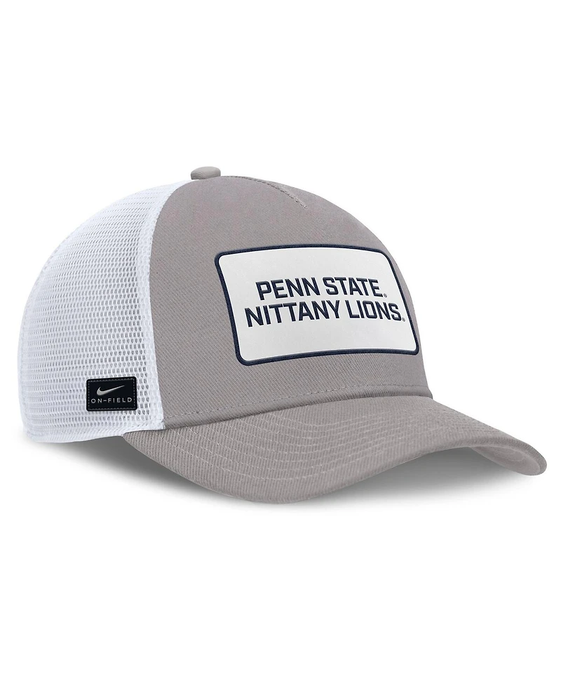 Nike Men's Gray/White Penn State Nittany Lions 2025 On-Field Rise Patch Trucker Adjustable Hat