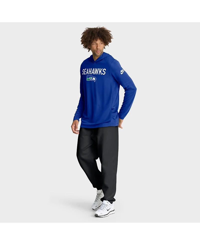 Nike Men's Royal Seattle Seahawks Alt Pack Pass Accuracy Performance Long Sleeve Hoodie T-Shirt
