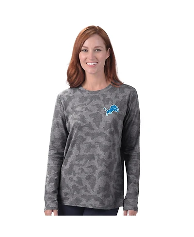 Msx by Michael Strahan Women's Grey Detroit Lions Camo Performance Long Sleeve T-Shirt