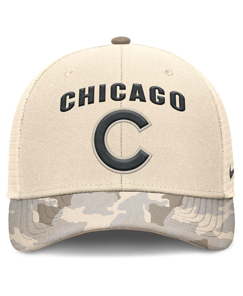 Nike Men's Natural Chicago Cubs Camo Natural Pack Rise Adjustable Trucker Hat
