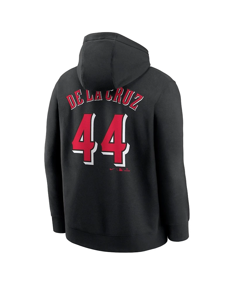 Nike Men's Elly De La Cruz Black Cincinnati Reds Player Name Number Club Fleece Pullover Hoodie